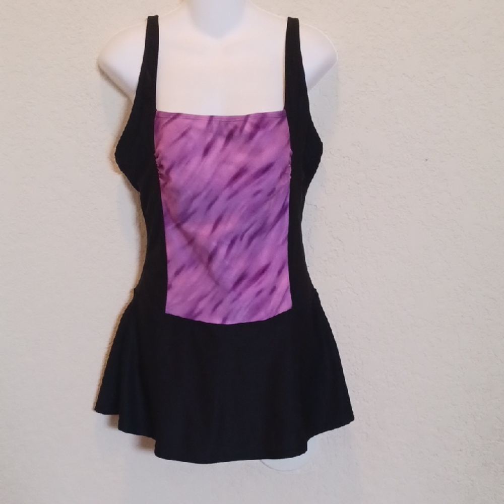 Aquamore Purple and Black Women's Bathing Suit Size 12